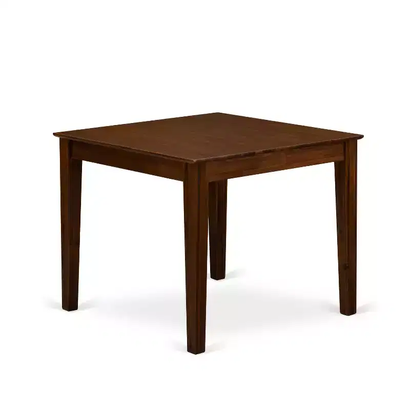 HomeStock 5-Piece Antique Walnut Finish Solid Wood Top - Square Dining Room Set - Seats 4