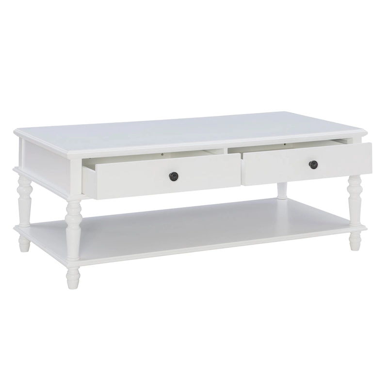 Jowin White Wood 2 Drawer Coffee Table
