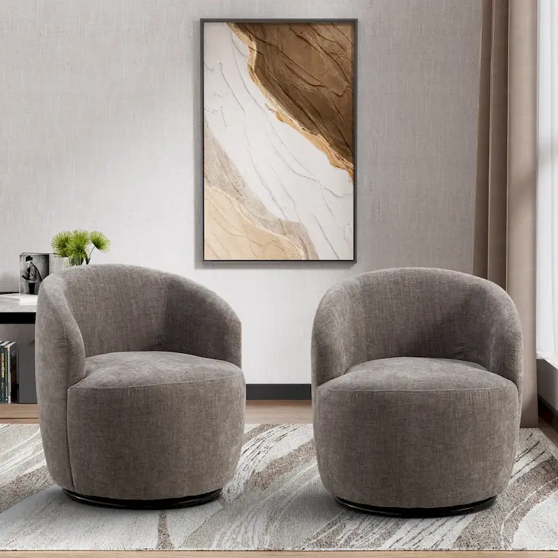 Ouyessir Accent Upholstered Round Velvet 360 Degree Swivel Sofa Chairs