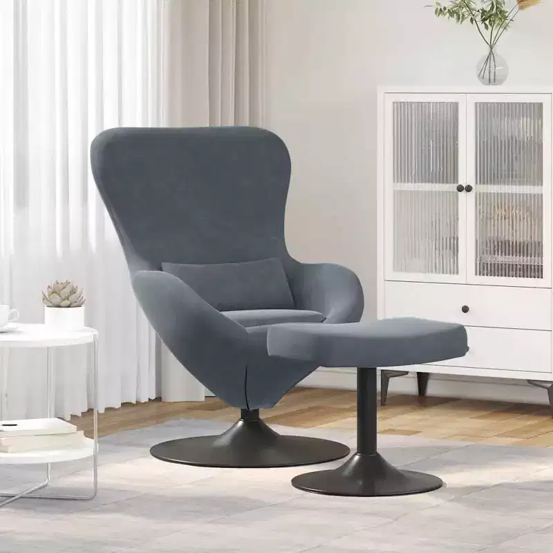 Egg Chair with Footstool Velvet