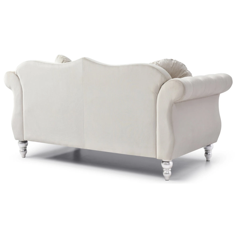 Hollywood 68 in. Velvet Chesterfield Loveseat with 2-Throw Pillow - 68L x 35W x 34H