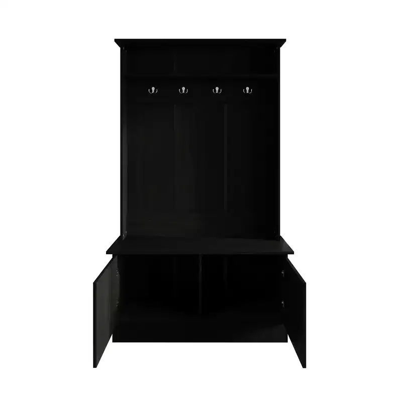 Hall Tree with Storage Bench, Entryway Coat Rack with Hooks & Shoe Storage