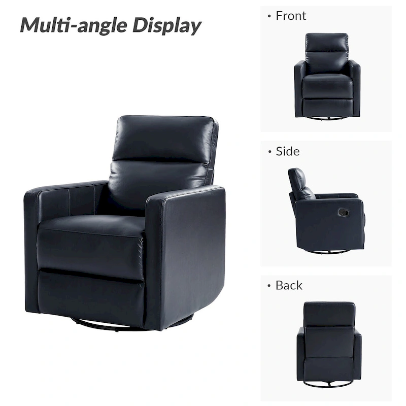Josefa Modern Genuine Leather Swivel Rocker Recliner by Hulala Home