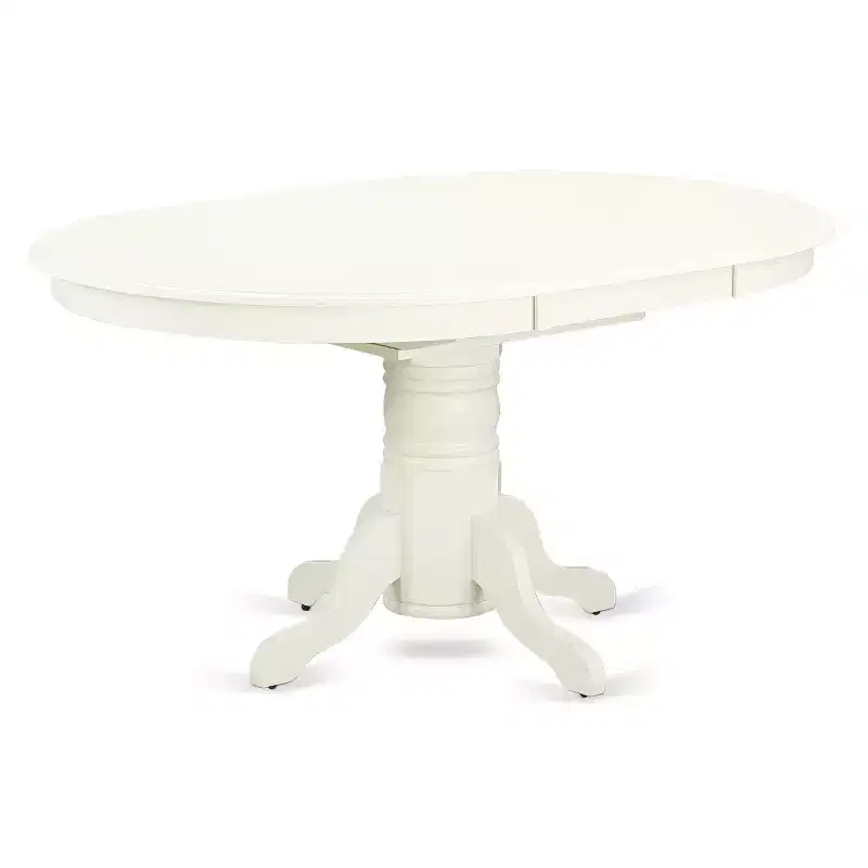 HomeStock Oval Dinner Table Set Linen White Dining Room Table with 6 Chairs