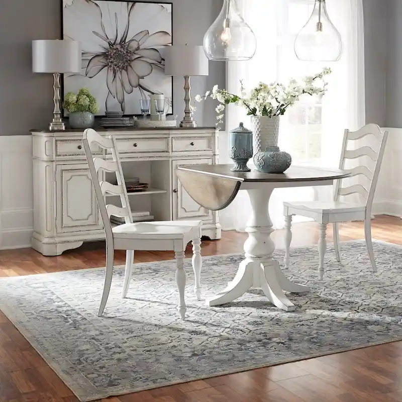 Magnolia Manor Antique White Weathered Bark 3 Piece Drop Leaf Set