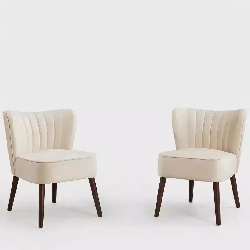 Modern Accent Chair Set of 2 Mid-Century, Velvet Upholstered Chair with Thick Cushion, Living Room Bedroom Home Decor
