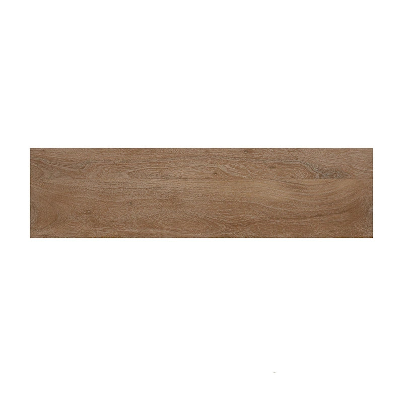 33 Inch Saddle Seat Bench with Angled Frame, Sandblasted Antique Brown Acacia Wood
