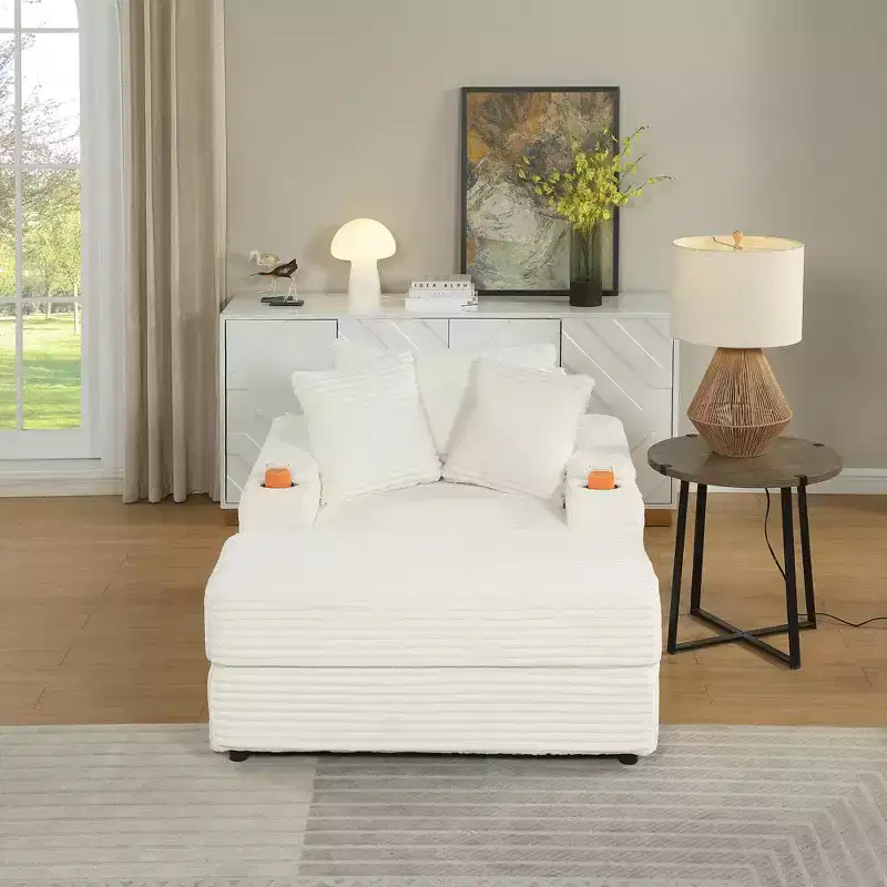 sofa With 2 toss pillows and a ottoman ,Comfy Sofa- Deep Seat Couch for Living Room