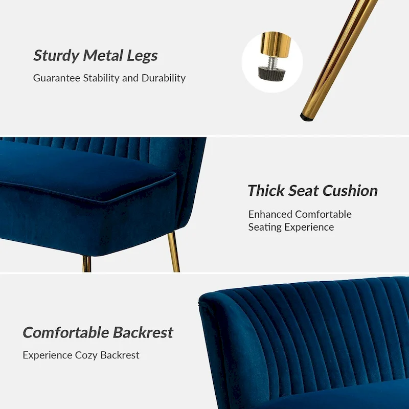 Delicia 3 Piece High-Quality Velvet Fabric Living Room Set with Sturdy Legs by HULALA HOME