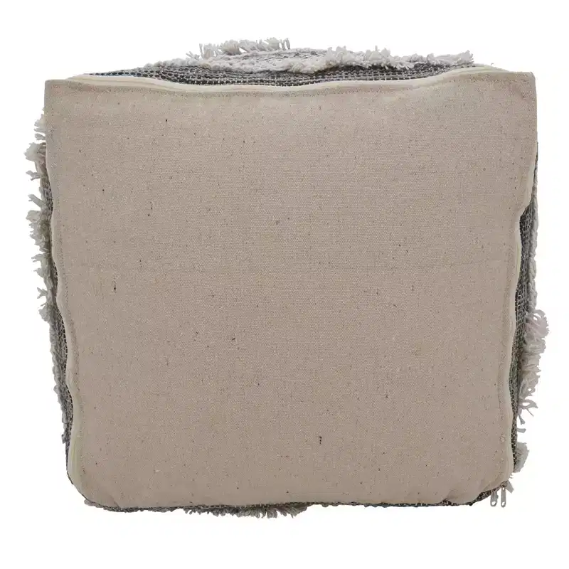 Textured Handwoven Pouf, 20x20x14 Square, Grey