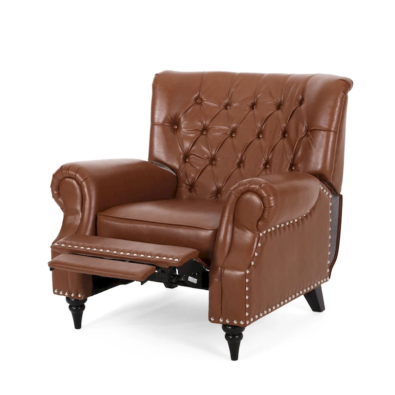 Sunapee Fabric and Rubberwood Recliner with Nailhead Trim by Christopher Knight Home