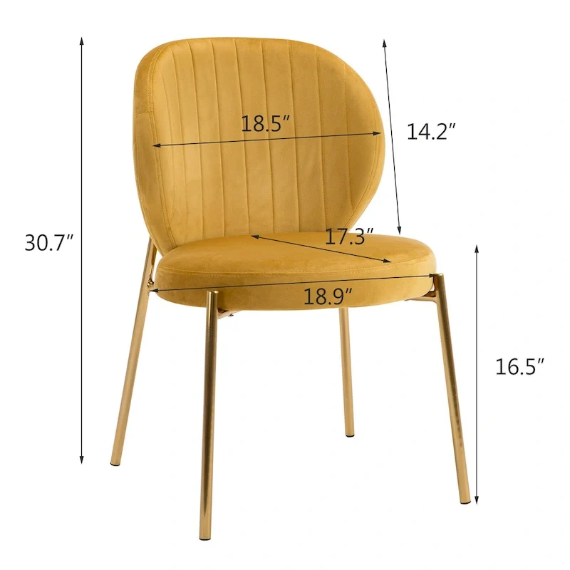 Velvet Dining Chairs Small Cute Accent Chairs with Golden Metal Legs Set of 2