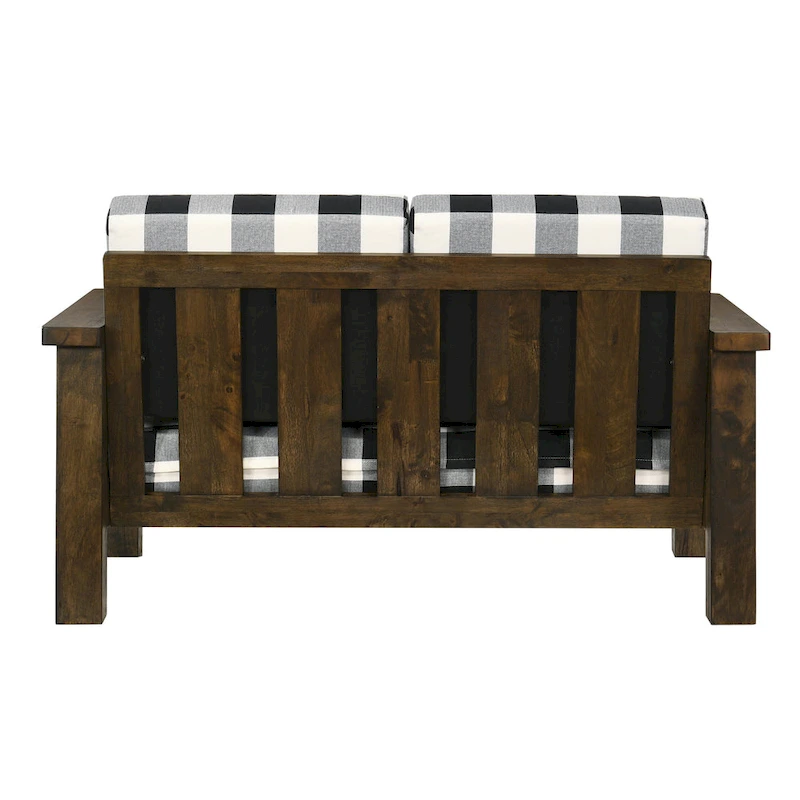 Jimo Rustic Oak and Linen Fabric 2-Piece Sofa Set by Furniture of America