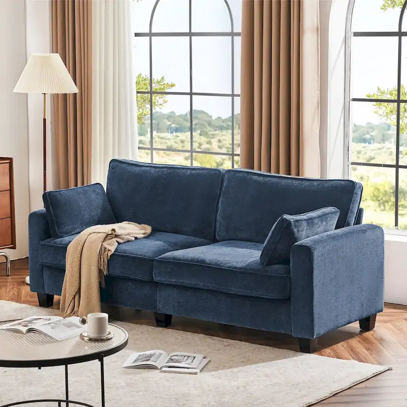 Modern Corduroy 3 Seater Sofa, Polyester Rectangle Upholstered Sofa for Livingroom - 81W X 33D X 26H