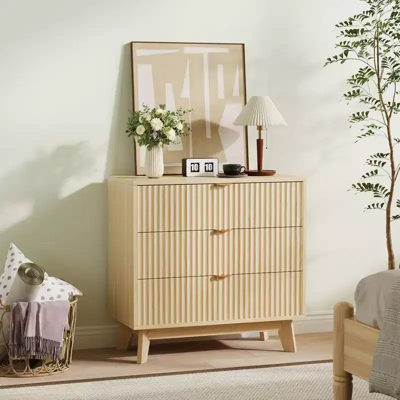 Modern Wood Storage Dresser Chest of Drawers for Bedroom, Hallway, Natural Oak