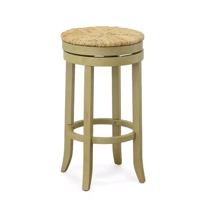 Carolina Living 30" Leif Swivel Rush Seat Barstool Weathered Gray: Round, Backless, Fixed Height Counter Chair