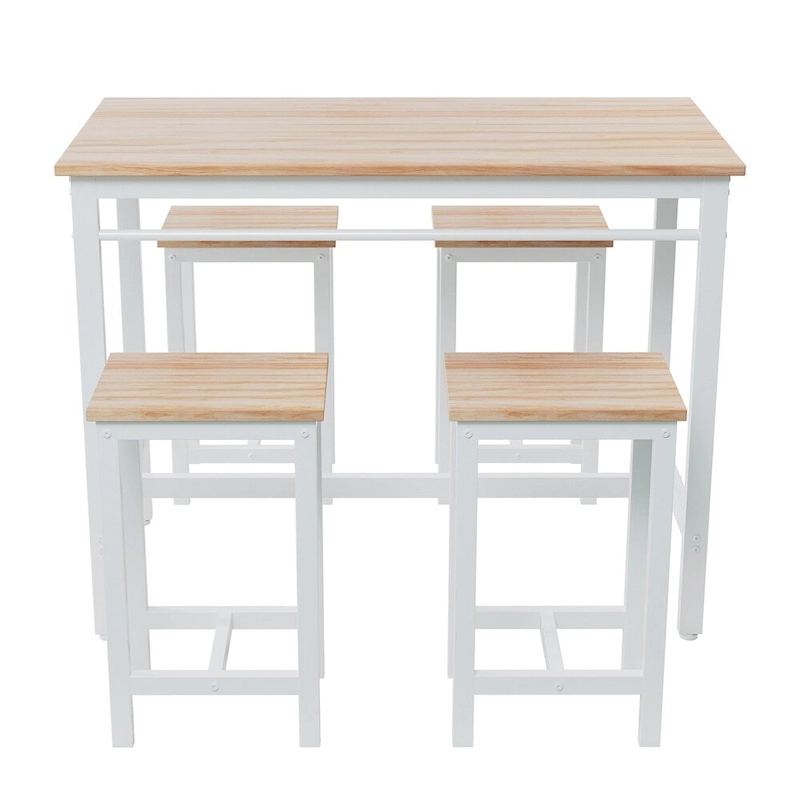 5-piece Modern Dining Table and Chair Set with Metal Frame