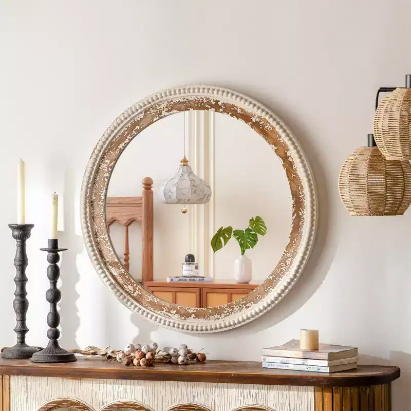 Maxax Wood Flat Wall Mirror