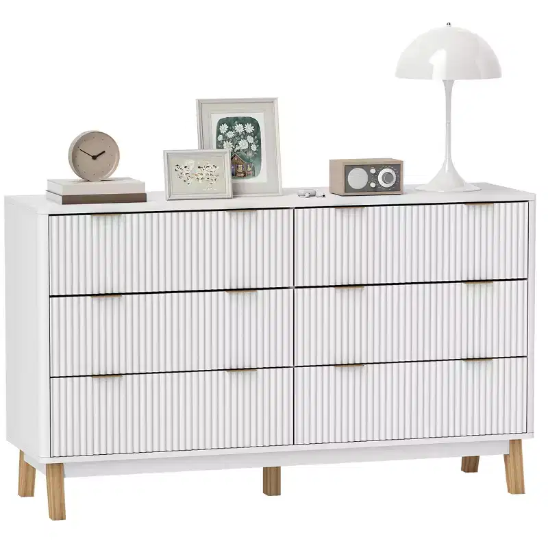 Fluted Dresser for Bedroom with 6 Drawers, 54