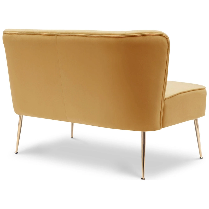 Farrah Upholstered Velvet Polyester 46 Wide Loveseat - Armless/ Scalloped Back