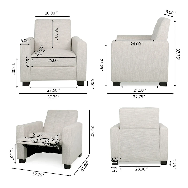 Craigue Upholstered Pushback Recliner by Christopher Knight Home