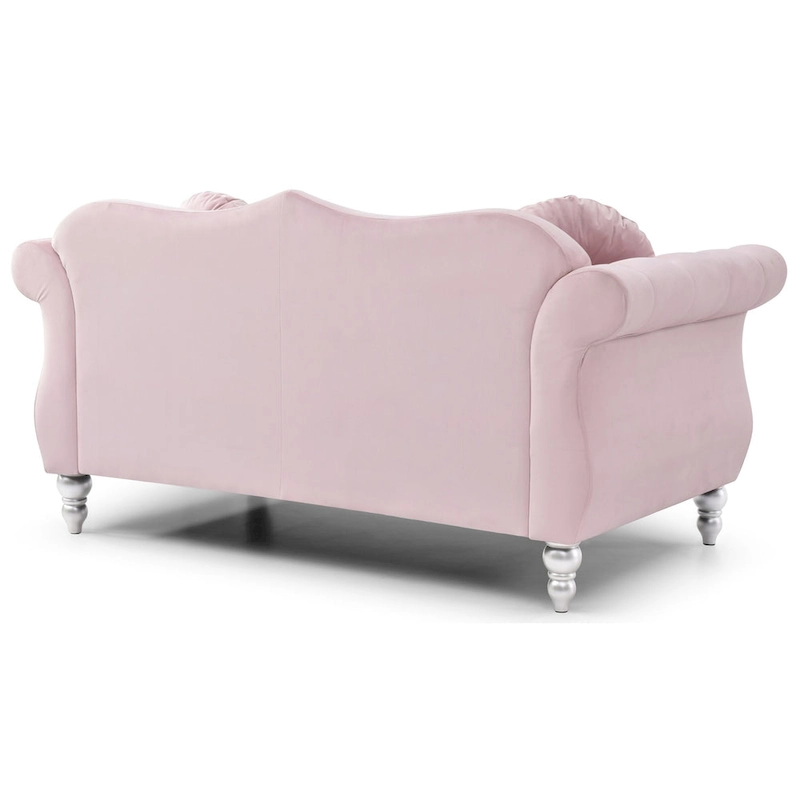 Hollywood 68 in. Velvet Chesterfield Loveseat with 2-Throw Pillow - 68L x 35W x 34H