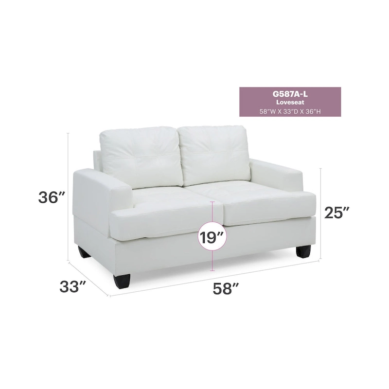 Sandridge 58 in. W Flared Arm Faux Leather Straight Sofa - 34L x 58W x 36H