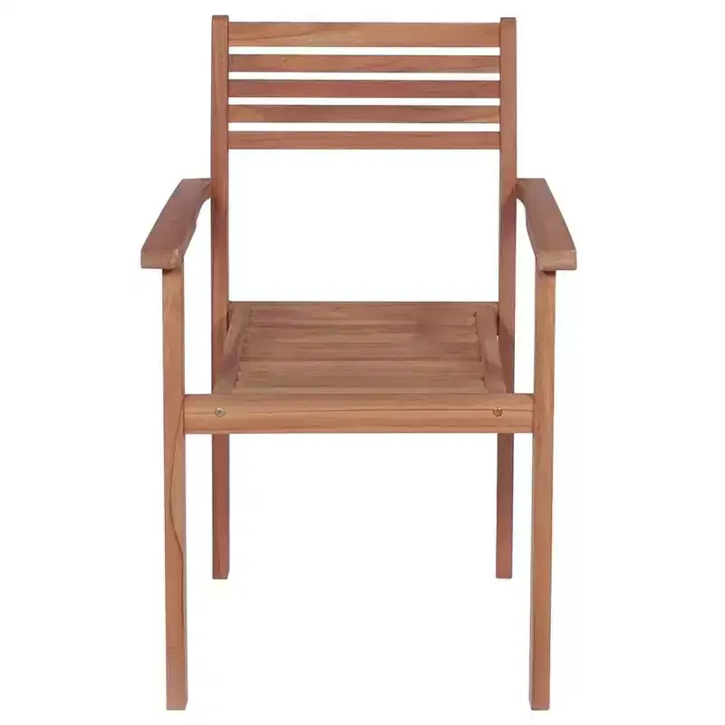 vidaXL Stackable Chair Set of 8 Natural Teak Teak wood Standard