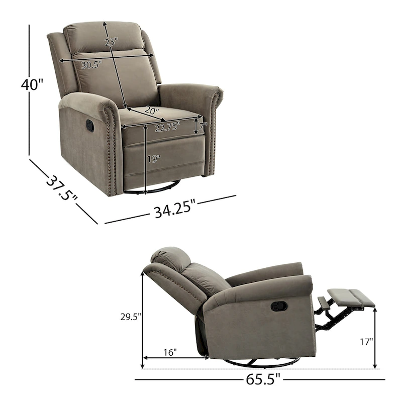 Marloo Modern Swivel Velvet Recliner Chair by Christopher Knight Home