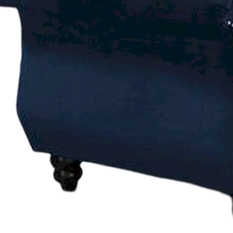 Rima 51 Inch Classic Accent Chair, Velvet Upholstery, Rolled Arms, Indigo