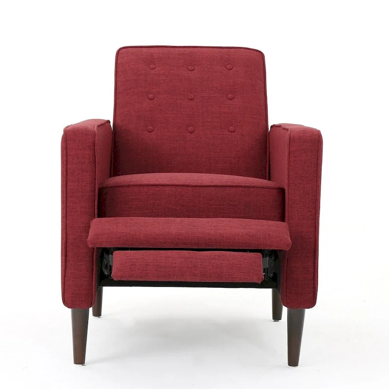 Mid-Century Modern Fabric Recliner Chair with Birch Legs by Christopher Knight Home