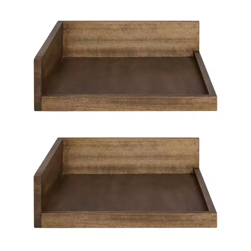 4.5 x 2.2 2pk Levie Floating Corner Wooden Wall Shelf
