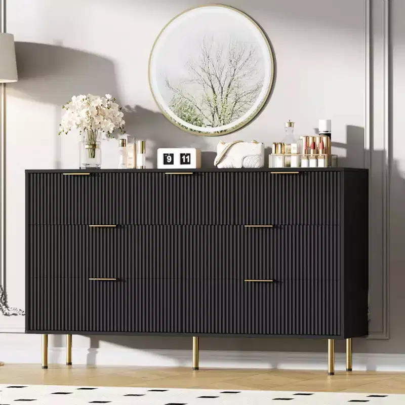 Wood Dresser for Bedroom, Fluted Dresser Chest of Drawers, Wood Modern Dressers for Closet, Bedroom Furniture Storage Organizer