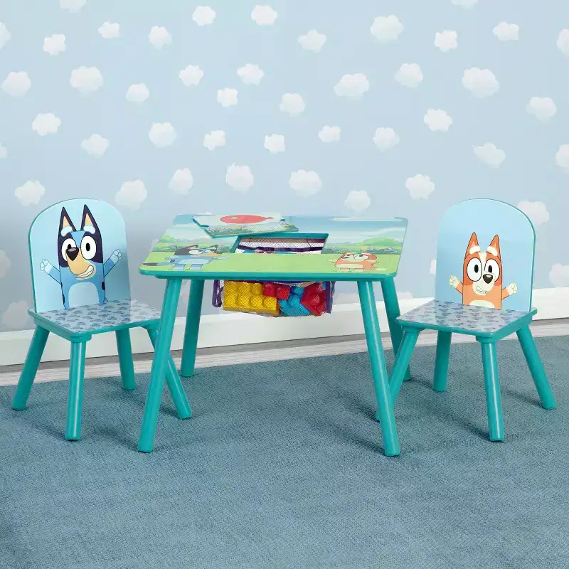 Delta Children Bluey Kids Table and 2 Chairs with Storage