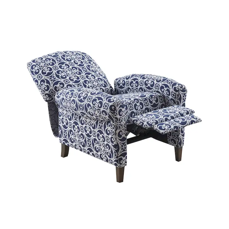 Madison Park Oscar Solid Wood Upholstered Push Back Recliner Chair with Rolled Arms