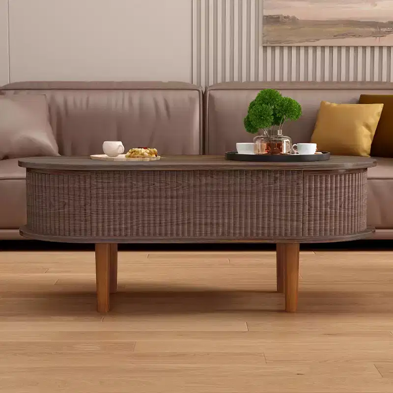 Lift-Top Coffee Table with Hidden Storage Compartment and Lower Shelf, Modern Wood Center Table for Living Room