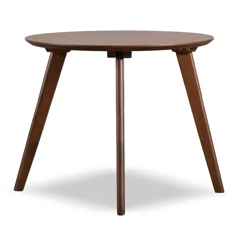 HOMES: Inside + Out Creekside 23" Round Mid-Century Modern Accent Side Table Walnut