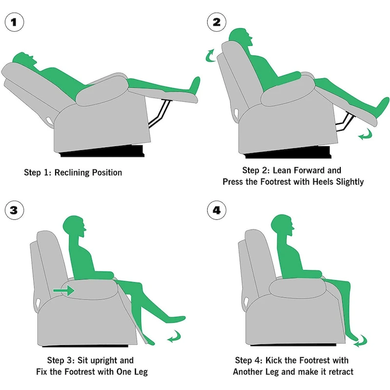 Fabric Overstuffed Swivel Rocker Manual Recliner Chair