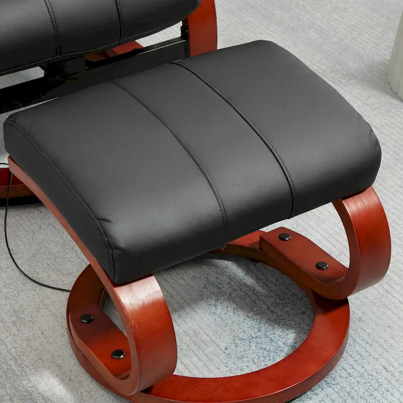 HOMCOM Recliner Chair with Ottoman, Electric Faux Leather Recliner
