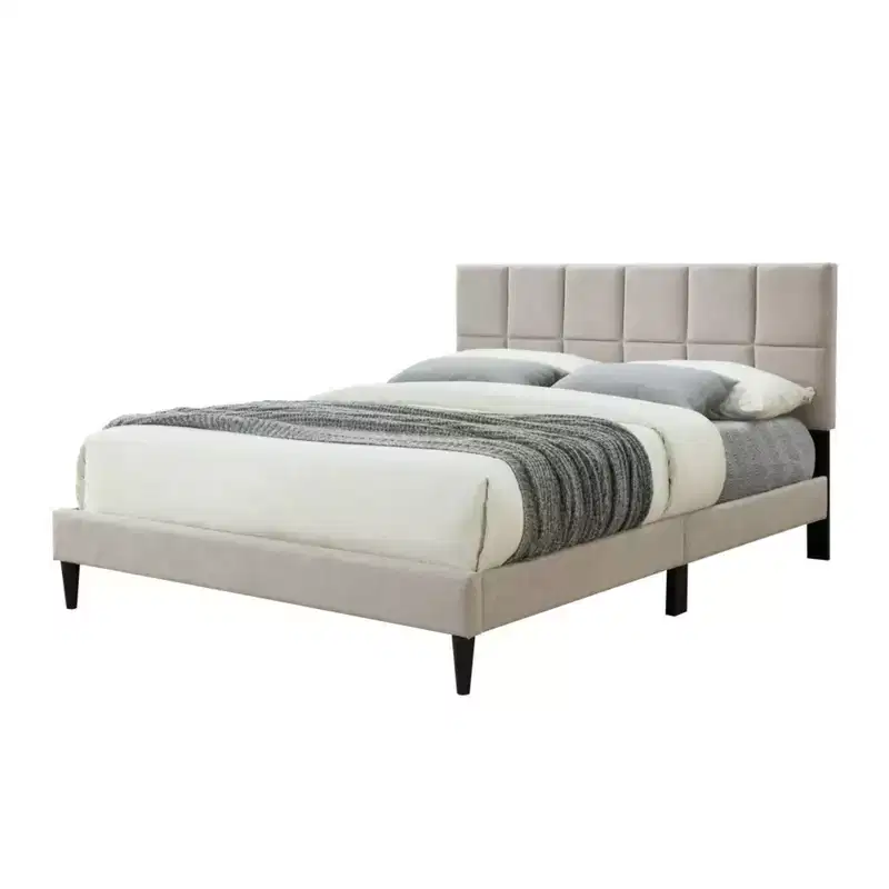 Modern Queen Size Upholstered Bed with Headboard