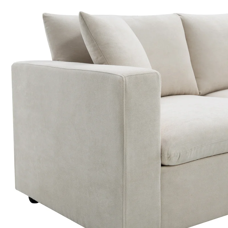 100.4 L-Shaped Polyester Sectional Sofa with 4-Seat Convertible Couch and Ottoman & Pocket Spring Cushions (300lb Capacity)