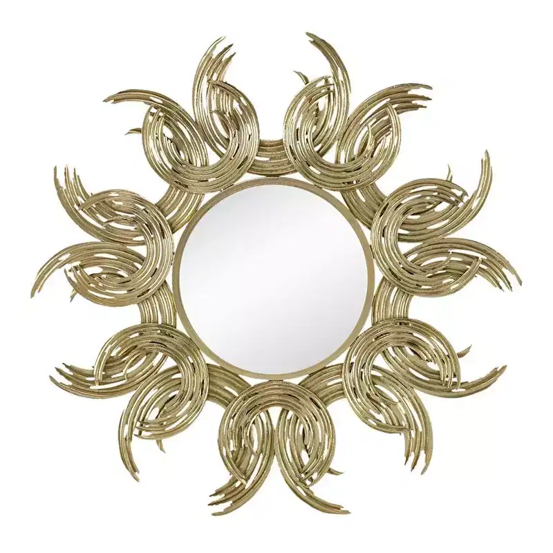HomeRoots 37 Gold Abstract Sunburst Iron Framed Accent Mirror