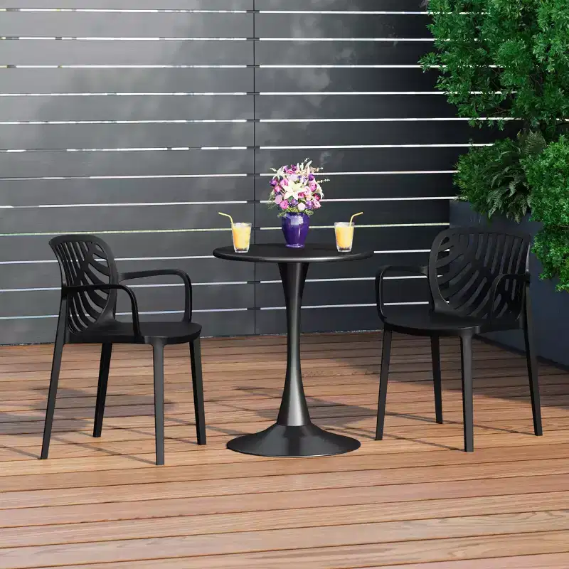 WestinTrends Playa 3-Piece Outdoor Indoor Metal Patio Dining Table Set With Stackable Patio Chairs