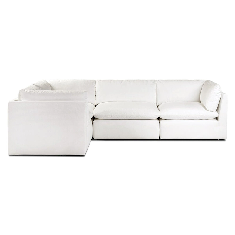 Poly and Bark 4-Seat Davos Modular L-Sectional in Cotton White