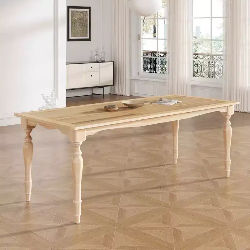 MAYEERTY 82.7 Vintage Traditional Extendable Dining Table, 23.6 Removable Leaf Natural Finish