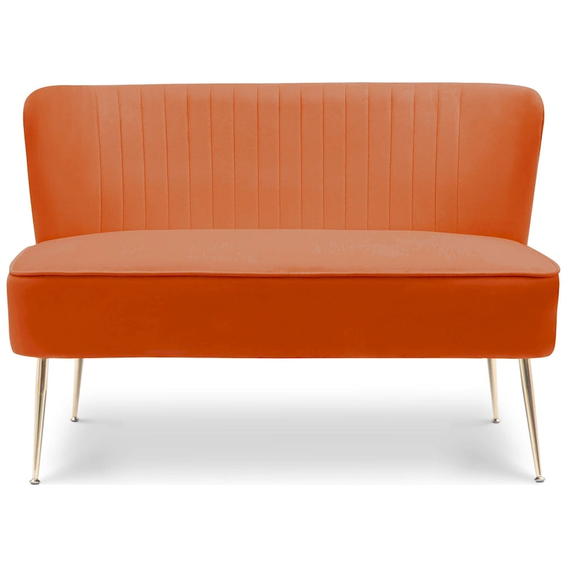 Farrah Upholstered Velvet Polyester 46 Wide Loveseat - Armless/ Scalloped Back