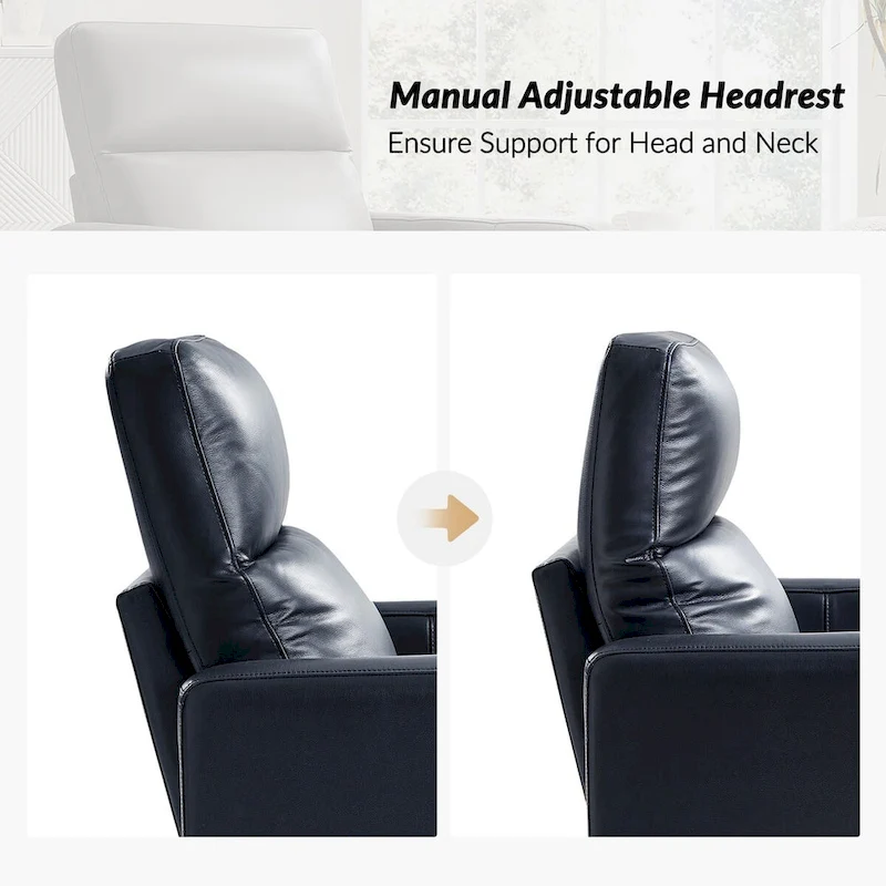 Josefa Modern Genuine Leather Swivel Rocker Recliner Set of 2 by Hulala Home