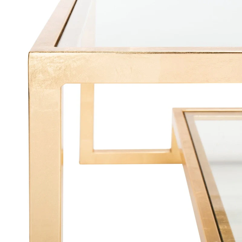 SAFAVIEH Couture Delila Rectangle Gold Leaf Coffee Table - 51.3  W x 27.5  L x 17.8  H - 51Wx28Dx18H