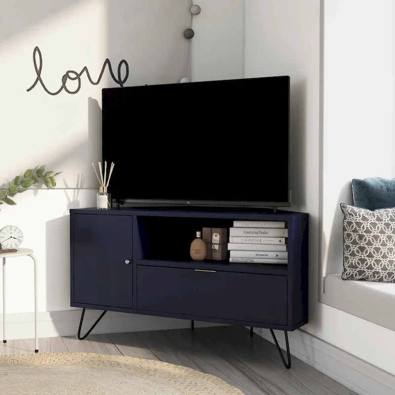 Talley Mid-Century Modern 41-inch 1-Open Shelf Corner TV Console by Furniture of America