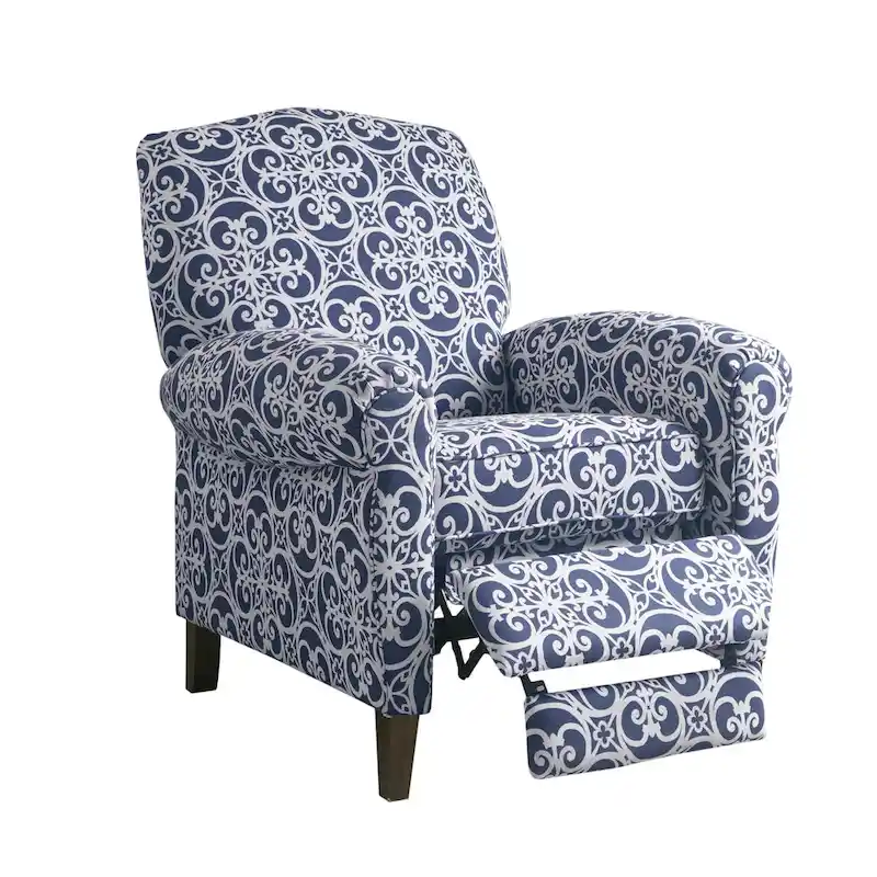 Madison Park Oscar Solid Wood Upholstered Push Back Recliner Chair with Rolled Arms